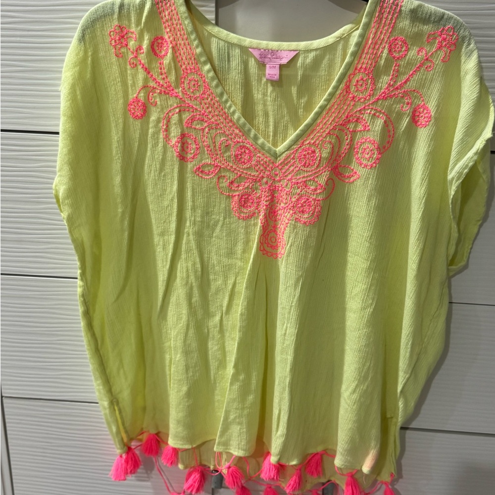 Lilly Pulitzer Women's Yellow Top/Embroidery